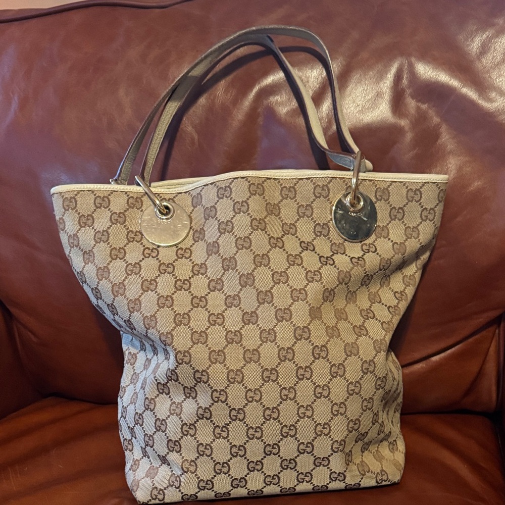 Gucci Beige and Brown GG Canvas Tote